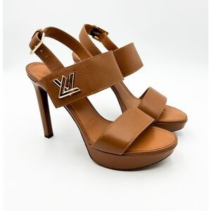 Louis Vuitton Horizon LV Leather Platform Sandal Cognac Size EU 40 US 10